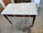 Walnut table with drawer and marble top