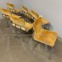 Set of six Willy Rizzo chairs in metal and brown alcantara, 1970s