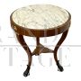 Pair of French antique style coffee tables with marble top, late 1900s