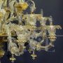 Gold crystal Murano glass chandelier with golden flowers in Rezzonico style