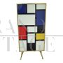 Mondrian style two-door sideboard in Murano glass