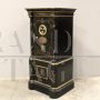 Antique safe in iron and wood painted and gilded with combination