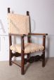 Antique 17th century refectory armchair in solid walnut