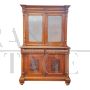 Antique cupboard in carved walnut with glass doors, 19th century France