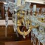 Large gilded bronze chandelier with crystals from the early 1900s