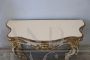 Antique style console table in lacquered and gilded wood, first half of the 20th century