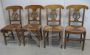 Set of 4 vintage straw chairs in walnut, never used