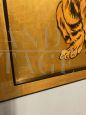 Contemporary painting with a tiger on a gold background, 20th century