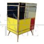 Pair of bedside tables in wood and glass in four colours