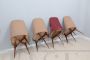 Set of 4 design chairs by Melchiorre Bega in wood and eco-leather, 1950s