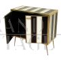 Sideboard with black and white glass stripes