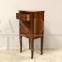 Antique Directoire bedside table cabinet in inlaid walnut, 19th century Italy