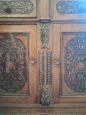 Antique sculpted sideboard with 2 doors and white marble top, early 19th century