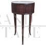 Antique walnut side table with grooves, late 19th century