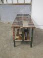 Industrial workshop industrial table in patchwork wood from the 70s