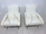 Pair of 70s modern design armchairs in white bouclé