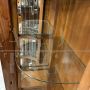 1940s art deco rounded display cabinet in inlaid oak with beveled glasses