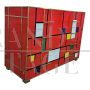 Dresser with four drawers in red multicolored Murano glass