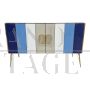 Murano glass sideboard with 4 doors in shades of blue