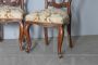 Set of 4 antique Louis Philippe chairs in walnut with carved backrest, Italy 1850s