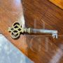 Antique Lombard Charles X bookcase in walnut with blown glass doors