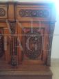 Antique sculpted sideboard with 2 doors and white marble top, early 19th century