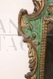 Gothic style mirror in green and gold lacquered wood, 1980s