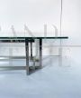 Geometric coffee table by Romeo Rega in steel and glass