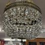 Large antique hot air balloon chandelier from the late 19th century with crystal drops