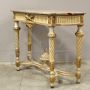 Antique Louis XVI console from the 19th century, carved, lacquered and gilded