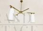 Mid-century modern chandelier in brass and opaline glass, 1970s