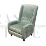 Pair of vintage style armchairs in sage green velvet