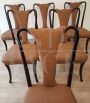 Set of 6 vintage 1950s rosewood and brown leather dining chairs