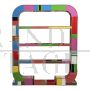 Art Deco style open bookcase in multicolored Murano glass