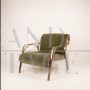 Armchair design by Vittorio Gregotti in green suede, 1960s