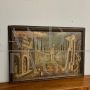 Antique painting from the 17th century with an architectural capriccio