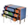 Vintage design chest of drawers in multicolored glass with 3 drawers, 1980s