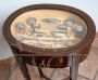 English liberty coffee table with glass top and sewing tools