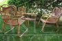 Set of armchairs and table in wicker