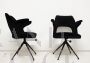 Pair of black velvet swivel design office chairs, 1970s