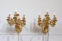 Pair of chiseled gilt bronze wall lights in antique style           