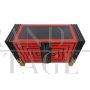 2-door sideboard in red and black glass with optical effect