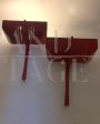 Pair of vintage wall lights in red lacquered metal, industrial design