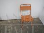 Set of 4 orange iron folding garden chairs, 1970s