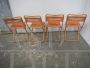 Set of 4 orange iron garden chairs, 1970s