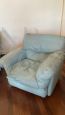 Poppy model sofa and armchairs set by Poltrona Frau in light blue leather