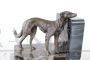 Pair of Art Deco bookends with greyhound dogs in bronze and Portoro marble