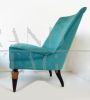 Pair of vintage design armchairs from 1970s in teal velvet