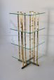 Vintage étagère whatnot bookcase in brass and glass