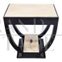 Art Deco style side table in black wood and parchment with drawers